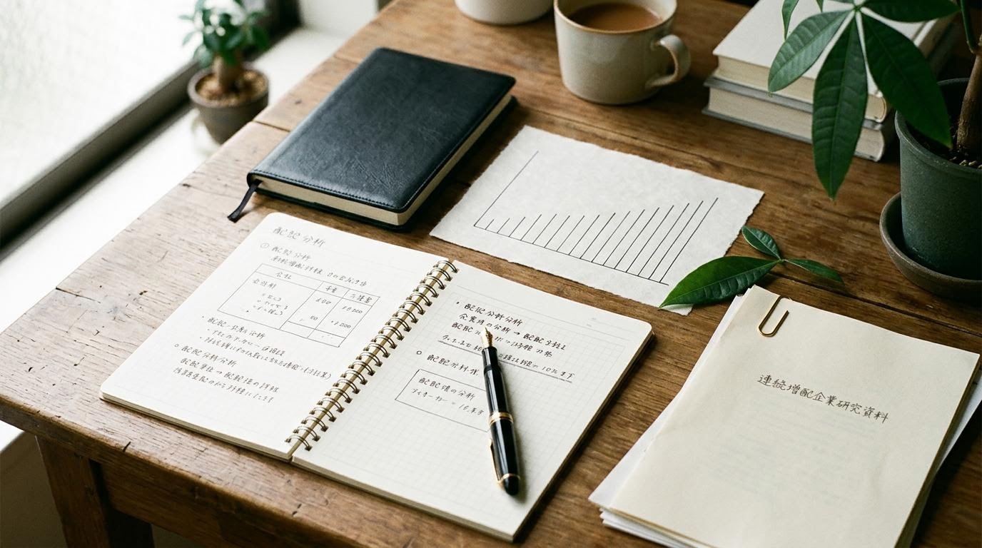 連続増配企業の編集メモを示す資料風のイメージ